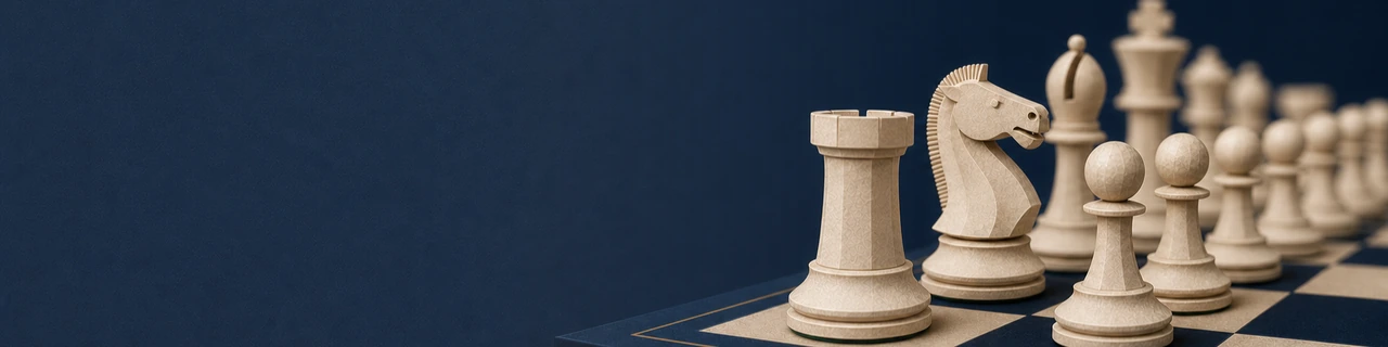 Chess pieces on a board